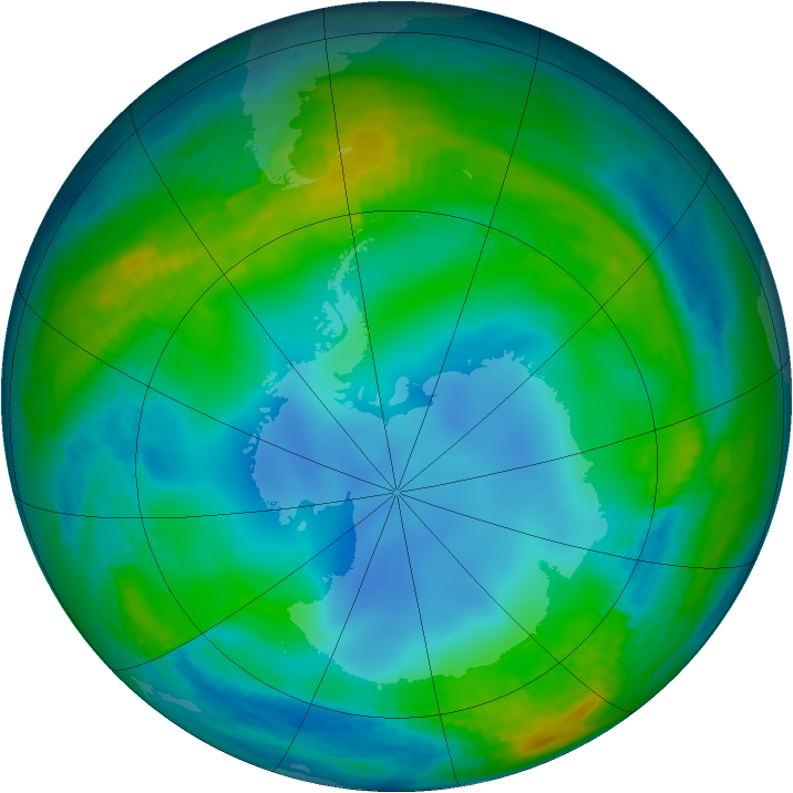 Antarctic ozone map for 07 June 1987